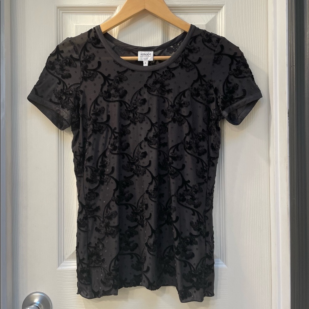 ARMANI COLLEZIONI, Size 6, Black blouse